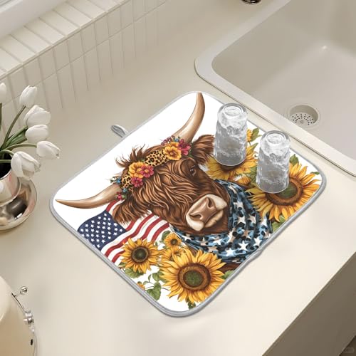 Abtropfmatte für Küchentheke, große Mikrofaser-Abtropfmatte, Highland Cow Leopard 40 x 45 cm, saugfähige Kaffeemaschinen-Schutzmatte Abtropfmatte für Küchentheke, große Mikrofaser-Abtropfmatte, Highland Cow Leopard 40 x 45 cm, saugfähige Kaffeemaschinen-Schutzmatte von alaza