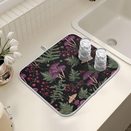 Abtropfmatte für Küchentheke, große Mikrofaser-Abtropfmatte, Pilzblätter, 40 x 45 cm, saugfähige Kaffeemaschinen-Schutzmatte Abtropfmatte für Küchentheke, große Mikrofaser-Abtropfmatte, Pilzblätter, 40 x 45 cm, saugfähige Kaffeemaschinen-Schutzmatte von alaza