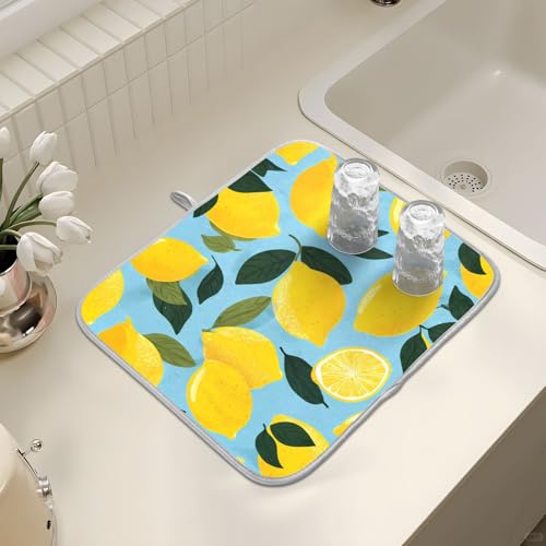 Abtropfmatte für Küchentheke, große Mikrofaser-Abtropfmatte, Zitrone, 40 x 45 cm, saugfähige Kaffeemaschinen-Schutzmatte Abtropfmatte für Küchentheke, große Mikrofaser-Abtropfmatte, Zitrone, 40 x 45 cm, saugfähige Kaffeemaschinen-Schutzmatte von alaza