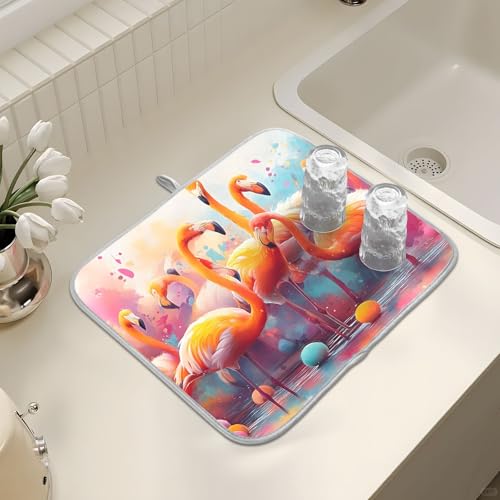 Abtropfmatte für Küchentheke, große Mikrofaser-Abtropfmatte, bunter Flamingo, 40 x 45 cm, saugfähige Kaffeemaschinen-Schutzmatte Abtropfmatte für Küchentheke, große Mikrofaser-Abtropfmatte, bunter Flamingo, 40 x 45 cm, saugfähige Kaffeemaschinen-Schutzmatte von alaza