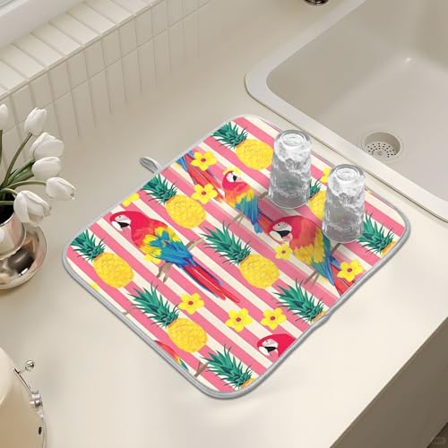 Abtropfmatte für Küchentheke, große Mikrofaser-Abtropfmatte, gestreift, Papagei, 40 x 45 cm, saugfähige Kaffeemaschinen-Schutzmatte Abtropfmatte für Küchentheke, große Mikrofaser-Abtropfmatte, gestreift, Papagei, 40 x 45 cm, saugfähige Kaffeemaschinen-Schutzmatte von alaza