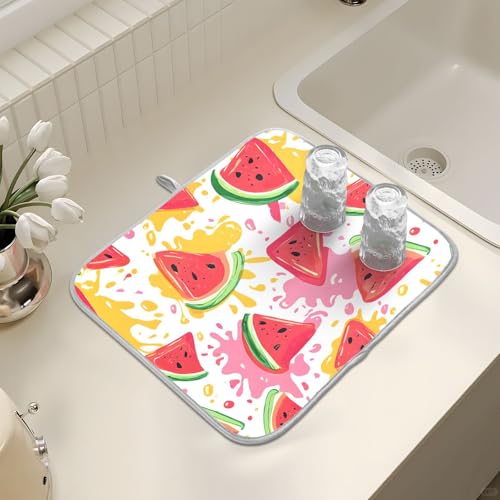 Abtropfmatten für Küchentheke, große Mikrofaser-Abtropfmatte, Aquarell, Wassermelone, 40 x 45 cm, saugfähige Kaffeemaschinen-Schutzmatte Abtropfmatten für Küchentheke, große Mikrofaser-Abtropfmatte, Aquarell, Wassermelone, 40 x 45 cm, saugfähige Kaffeemaschinen-Schutzmatte von alaza