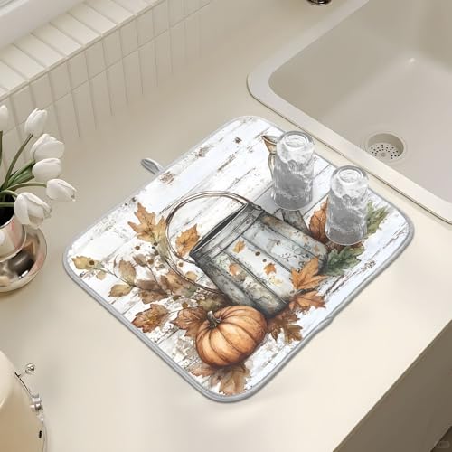 Abtropfmatten für Küchentheke, große Mikrofaser-Abtropfmatte, Herbst-Kürbis-Ahornblätter, 40 x 45 cm, saugfähige Kaffeemaschinen-Schutzmatte Abtropfmatten für Küchentheke, große Mikrofaser-Abtropfmatte, Herbst-Kürbis-Ahornblätter, 40 x 45 cm, saugfähige Kaffeemaschinen-Schutzmatte von alaza
