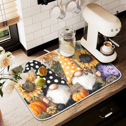 Abtropfmatten für Küchentheke, große Mikrofaser-Abtropfmatte, Herbst-Zwerg, Sonnenblume, 60 x 45 cm, saugfähige Kaffeemaschinen-Schutzmatte Abtropfmatten für Küchentheke, große Mikrofaser-Abtropfmatte, Herbst-Zwerg, Sonnenblume, 60 x 45 cm, saugfähige Kaffeemaschinen-Schutzmatte von alaza