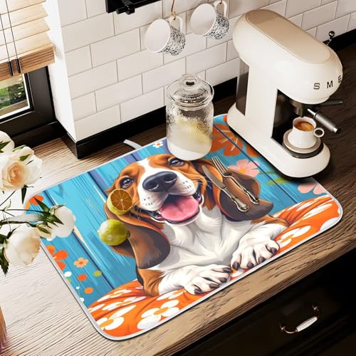 Abtropfmatten für Küchentheke, große Mikrofaser-Abtropfmatte, Holzhintergrund, Hund, 60 x 45 cm, saugfähige Kaffeemaschinen-Schutzmatte Abtropfmatten für Küchentheke, große Mikrofaser-Abtropfmatte, Holzhintergrund, Hund, 60 x 45 cm, saugfähige Kaffeemaschinen-Schutzmatte von alaza