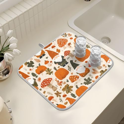 Abtropfmatten für Küchentheke, große Mikrofaser-Abtropfmatte, Kürbispilz, Zwerg, 40 x 45 cm, saugfähige Kaffeemaschinen-Schutzmatte Abtropfmatten für Küchentheke, große Mikrofaser-Abtropfmatte, Kürbispilz, Zwerg, 40 x 45 cm, saugfähige Kaffeemaschinen-Schutzmatte von alaza