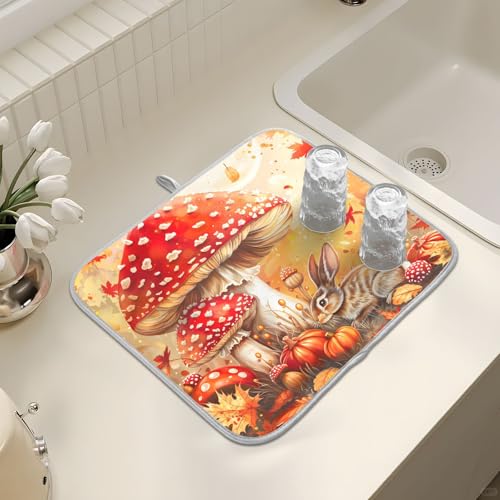 Abtropfmatten für Küchentheke, große Mikrofaser-Abtropfmatte, Pilze, Kürbisse, Eicheln, Ahornblätter, 40 x 45 cm, saugfähige Kaffeemaschinen-Schutzmatte Abtropfmatten für Küchentheke, große Mikrofaser-Abtropfmatte, Pilze, Kürbisse, Eicheln, Ahornblätter, 40 x 45 cm, saugfähige Kaffeemaschinen-Schutzmatte von alaza