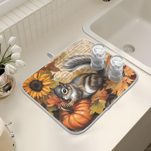 Abtropfmatten für Küchentheke, große Mikrofaser-Abtropfmatte, Suirrel Sonnenblumen, 40 x 45 cm, saugfähige Kaffeemaschinen-Schutzmatte Abtropfmatten für Küchentheke, große Mikrofaser-Abtropfmatte, Suirrel Sonnenblumen, 40 x 45 cm, saugfähige Kaffeemaschinen-Schutzmatte von alaza