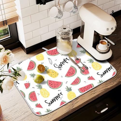Abtropfmatten für Küchentheke, große Mikrofaser-Abtropfmatte, Wassermelone, Ananas, 60 x 45 cm, saugfähige Kaffeemaschinen-Schutzmatte Abtropfmatten für Küchentheke, große Mikrofaser-Abtropfmatte, Wassermelone, Ananas, 60 x 45 cm, saugfähige Kaffeemaschinen-Schutzmatte von alaza