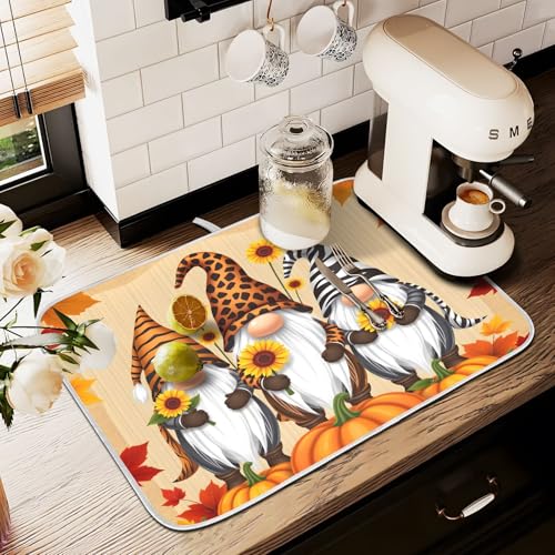 Abtropfmatten für Küchentheke, große Mikrofaser-Abtropfmatte, Zwerg, Kürbis, 60 x 45 cm, saugfähige Kaffeemaschinen-Schutzmatte Abtropfmatten für Küchentheke, große Mikrofaser-Abtropfmatte, Zwerg, Kürbis, 60 x 45 cm, saugfähige Kaffeemaschinen-Schutzmatte von alaza
