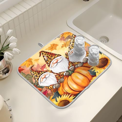 Abtropfmatten für Küchentheke, große Mikrofaser-Abtropfmatte, fröhlicher Wichtel, Leopardenmuster, Hüte, Sonnenblume, Kürbis, 40 x 45 cm, saugfähige Kaffeemaschinen-Schutzmatte Abtropfmatten für Küchentheke, große Mikrofaser-Abtropfmatte, fröhlicher Wichtel, Leopardenmuster, Hüte, Sonnenblume, Kürbis, 40 x 45 cm, saugfähige Kaffeemaschinen-Schutzmatte von alaza