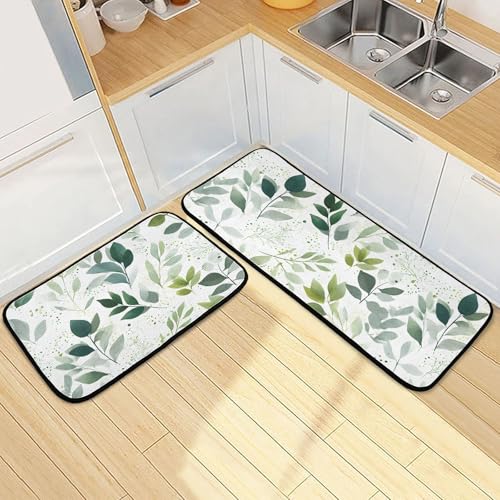 Küchenteppiche und -matten, Eukalyptusgrün, 2-teilig, Anti-Ermüdung, Küchenmatten-Set, rutschfeste Badematte, Eingangsteppich, Fußmatte, Läufer, 50,8 x 71,1 cm + 50,8 x 119,4 cm Küchenteppiche und -matten, Eukalyptusgrün, 2-teilig, Anti-Ermüdung, Küchenmatten-Set, rutschfeste Badematte, Eingangsteppich, Fußmatte, Läufer, 50,8 x 71,1 cm + 50,8 x 119,4 cm von alaza