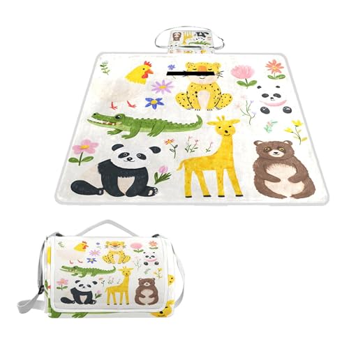 Rechteckige wasserdichte Picknickdecke, Tier-Panda, tragbar, faltbar, für den Innenbereich, für Reisen, Wandern, Camping, Park, 150 cm x 145 cm von alaza