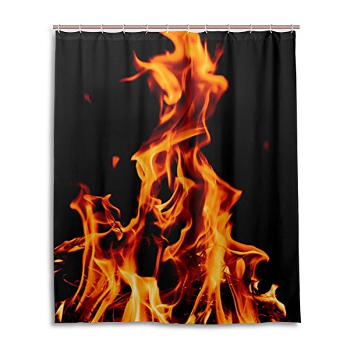alaza Feuer Flamme Duschvorhang 60 x 72 Inch, schimmelresistent und wasserdicht Polyester Dekoration Badezimmer-Vorhang von alaza