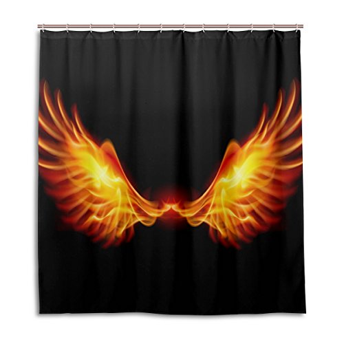 alaza Feuer Flammen Flügel Duschvorhang 72 x 72 Inch, schimmelresistent und wasserdicht Polyester Dekoration Badezimmer-Vorhang von alaza