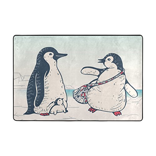 alaza Lustige Pinguin-Familie Bereich Teppich 4 x 6 Feet, Wohnzimmer Schlafzimmer Küche Dekorative von alaza