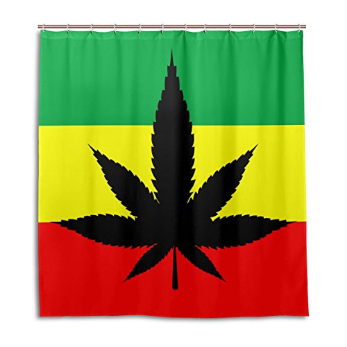 alaza Marihuana-Blatt von Cannabis Duschvorhang 72 x 72 Inch, schimmelresistent und wasserdicht Polyester Dekoration Badezimmer-Vorhang von alaza
