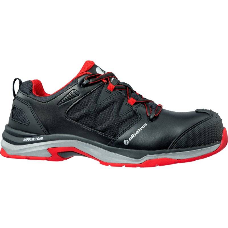 albatros ULTRATRAIL BLACK LOW robuster Sicherheitsschuh S3 schwarz/rot Gr. 43 von albatros