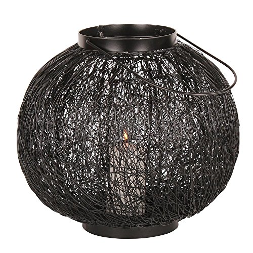 albena shop Windlicht DAIKI schwarz Ø30cm | Diese hochwertige ästhetische Windlicht Gartenlaterne aus Metall besticht durch Ihr filigranes Drahtdesign. von albena shop