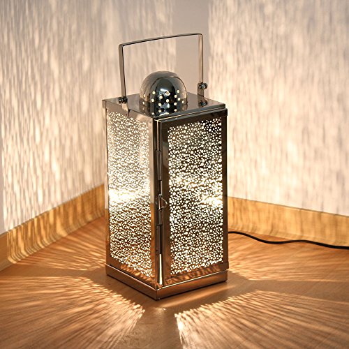 albena shop 75-10 orientalische Lampe Edelstahl Laterne mit Stromanschluss Asra Gr.L 15,5 x 15,5 x 38 cm (Ohne Leuchtmittel) von albena shop