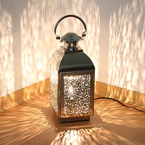 albena shop 75-10 orientalische Lampe Edelstahl Laterne SADI Gr.S 15 x 15 x 37 cm mit Stromanschluss (Ohne Leuchtmittel) von albena shop