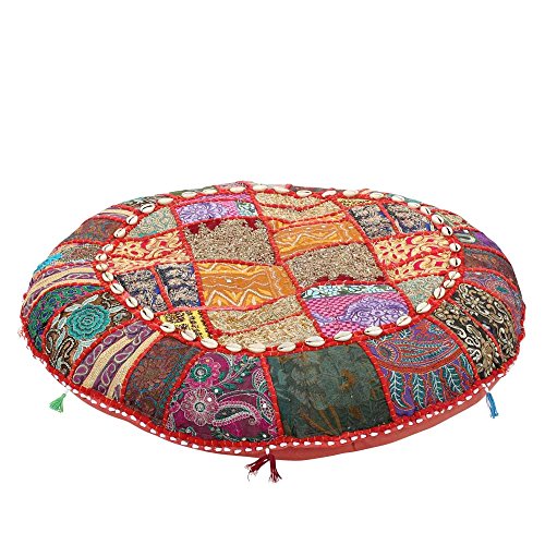 albena shop Jevana orientalisches Sitzkissen (ø 80cm, Multicolor) Dekokissen im Patchwork-Design, orientalisches Wohnen und Einrichten von albena shop