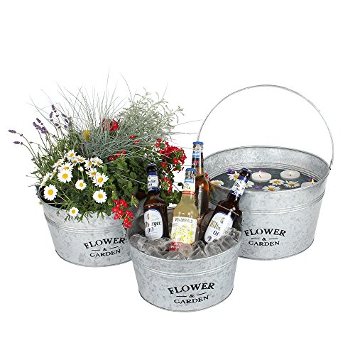 albena shop KÄTHE 3er-Set Zinkwanne Pflanzkübel mit Griff Blumentopf Metall ist eine vielseitige und dekorative Option für Ihren Garten. von albena shop