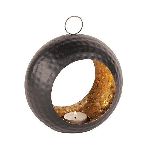 albena shop orientalischer Teelichthalter TANJI schwarz/Gold Metall Windlicht Tischdekoration für Ostern Ø15cm Tiefe 9cm von albena shop