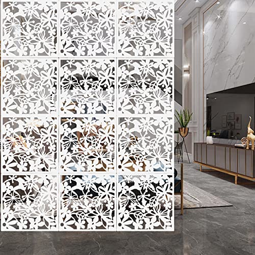 aleawol 12 Stück Hängender Raumteiler Weiß, 40x40cm DIY Raumteilers Bildschirm, Paravent Raumteiler Hängepaneel Raumteilers Trennwand Hängend für Innendekoration Wohnzimmer Esszimmer Schlafzimmer Bar von aleawol