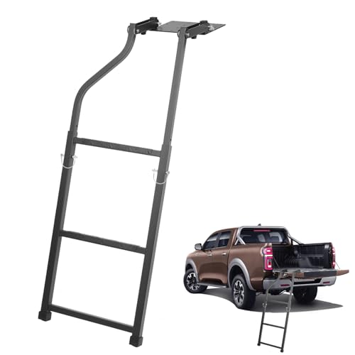 aleawol Heckklappenleiter für Pickup Truck, Verlängerung Klappbare Heckklappe Trittleiter mit Taping und Edelstahl Selbstschneidende Schrauben für die Meisten Pickups und LKWs von aleawol