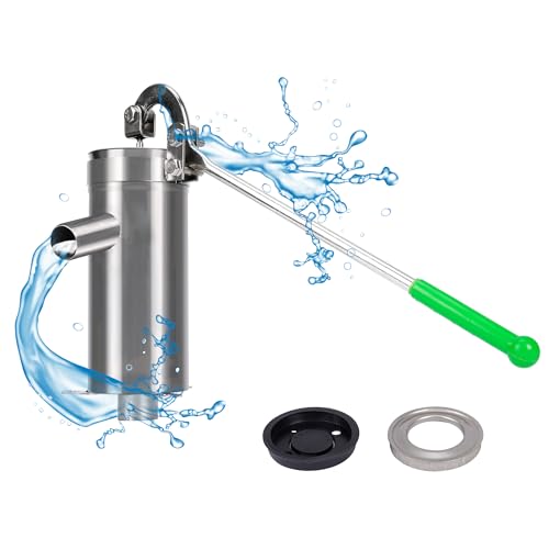aleawol Schwengelpumpe Handwasserpumpe Wasserpumpe Handpumpe Edelstahl, Manuell Energiesparend Handkurbel Wasserpumpe 10m Tiefe Handbrunnenpumpe für Haus, Hausgarten, Yard, Garten von aleawol