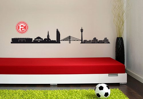 alenio Wandtattoo Fortuna Düsseldorf Skyline mit Logo F95 Fußball Wandsticker Fanartikel 120cm Breite von alenio