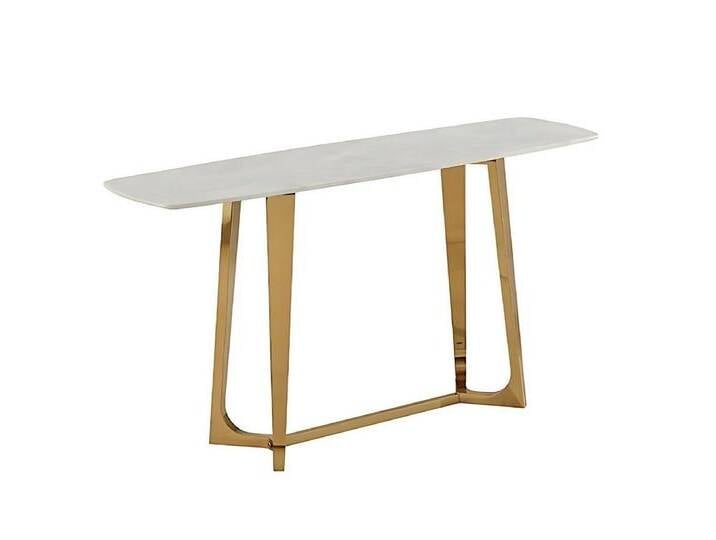 alesvelt Ablagetisch Bari mit weißer Tischplatte in Marmoroptik 150cm (1-Tisch), 150x45x80cm, goldfarben, gold von alesvelt