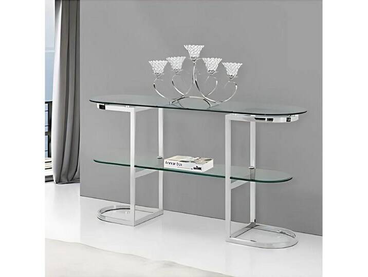 alesvelt Ablagetisch Catania mit silbernem Edelstahlgestell und Glasplatten 150cm (1-Tisch), 150x45x80 cm, silberfarben von alesvelt