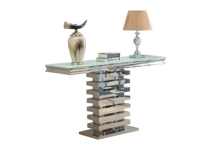 alesvelt Ablagetisch Monza mit einzigartigem Tischbein 160cm silber (1-Tisch), 160x45x86 cm, silberfarben von alesvelt