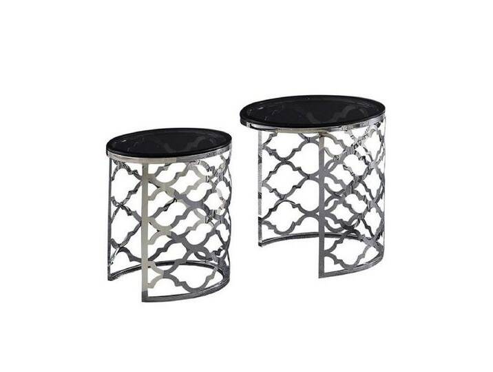 alesvelt Beistelltisch FORLI 2-teilig Ø50X55CM (2er Set), Marmoroptik, grau, grau von alesvelt