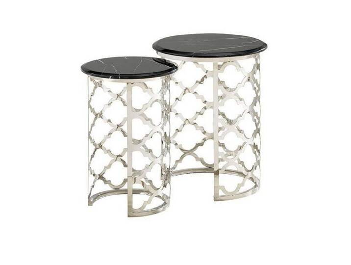 alesvelt Beistelltisch FORLI 2-teilig Ø50X55CM (2er Set), Marmoroptik, schwarz, schwarz von alesvelt