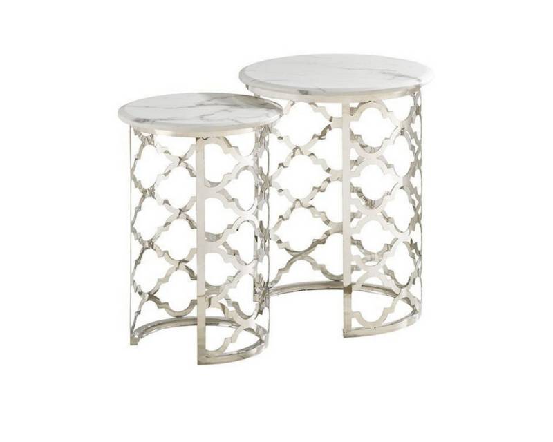 alesvelt Beistelltisch FORLI 2-teilig Ø50X55CM (2er Set), Marmoroptik von alesvelt