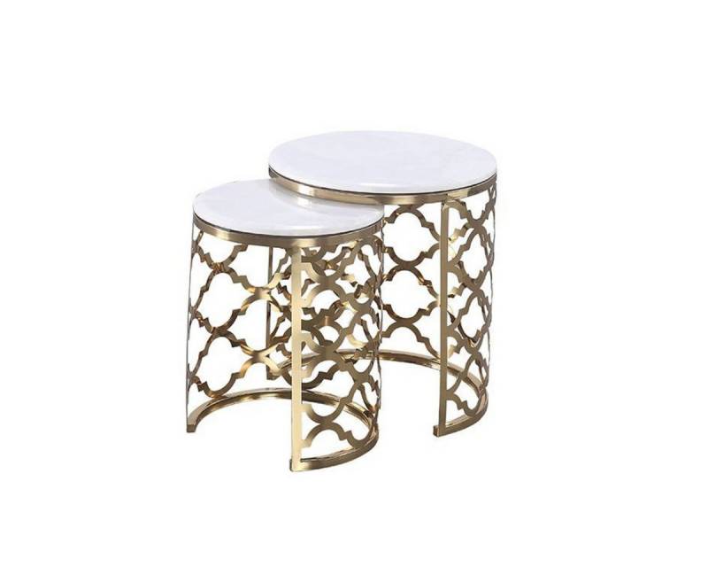alesvelt Beistelltisch FORLI 2-teilig Ø50X55CM (2er Set), Marmoroptik von alesvelt