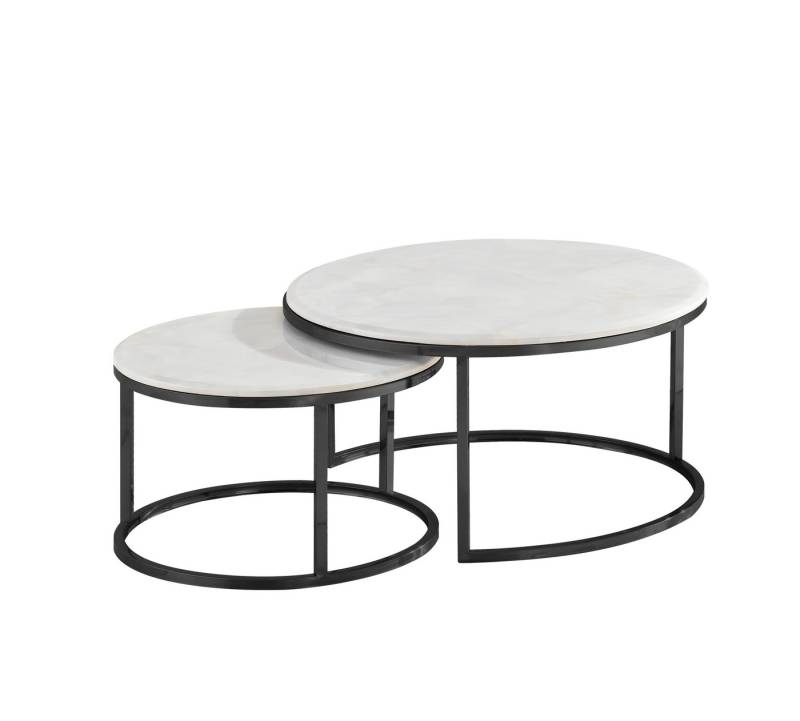 alesvelt Beistelltisch Set Couchtisch Set echtes Marmor (2er-Set), echte Marmortischplatten 90x46cm 75 x 37cm von alesvelt