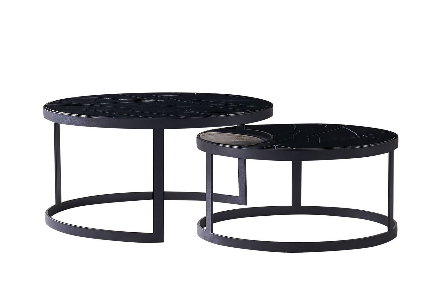 alesvelt Beistelltisch Set Couchtisch Set echtes Marmor (2er-Set), echte Marmortischplatten 90x46cm 75 x 37cm von alesvelt