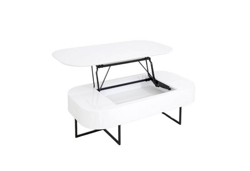 alesvelt Couchtisch Beistelltisch, Lift-Up Funktion, versteckter Stauraum (1-Tisch), Hochglanz MDF mit aufklappbarer Tischplatte von alesvelt