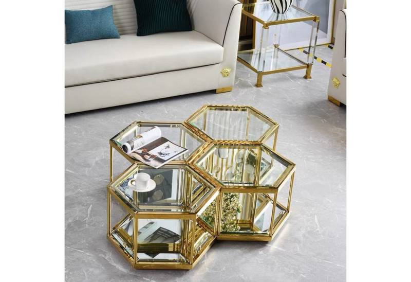 alesvelt Couchtisch Beistelltisch Couchtisch 4er Set Hexagon Form von alesvelt