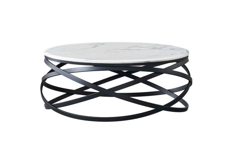 alesvelt Couchtisch Beistelltisch echtes Marmor rund mit Edelstahl Beinen (1 Tisch), 100 x 42 cm, Tischplatte aus echtem Marmor von alesvelt