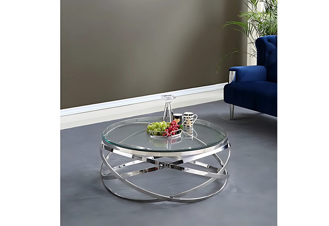 alesvelt Couchtisch Beistelltisch echtes Marmor rund mit Edelstahl Beinen (1 Tisch), 100 x 42 cm, Tischplatte aus echtem Marmor von alesvelt