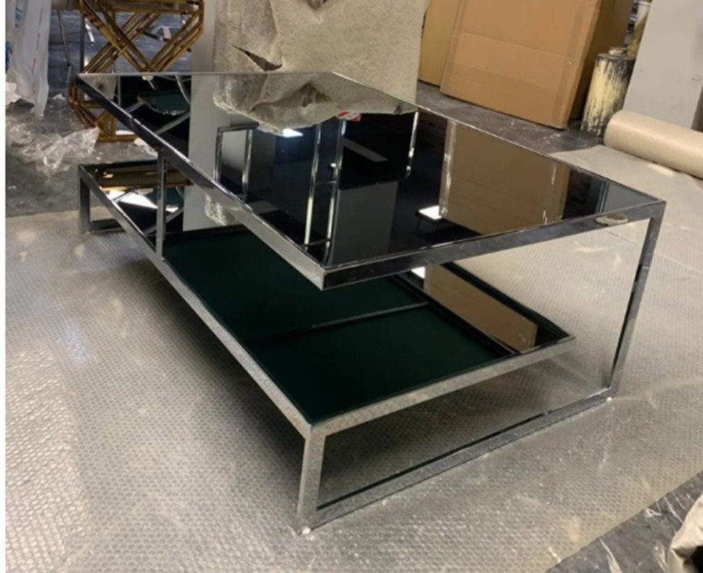 alesvelt Couchtisch Beistelltisch mit gehärteter Glasplatte in edlem Design (1-Tisch), 2 Ebenen 120x80x45cm von alesvelt