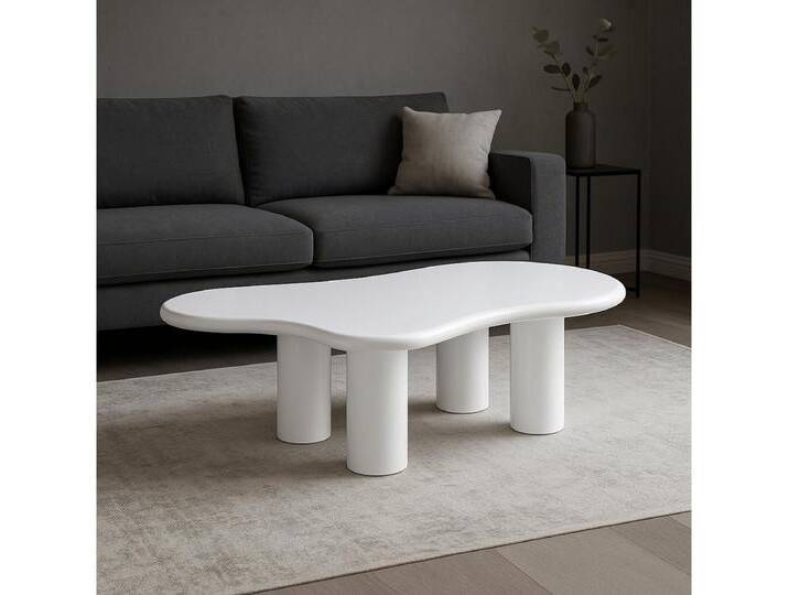 alesvelt Couchtisch Bobbio MDF weiß organisches Design 130cm (1-Tisch), 130x80x40cm, weiß von alesvelt