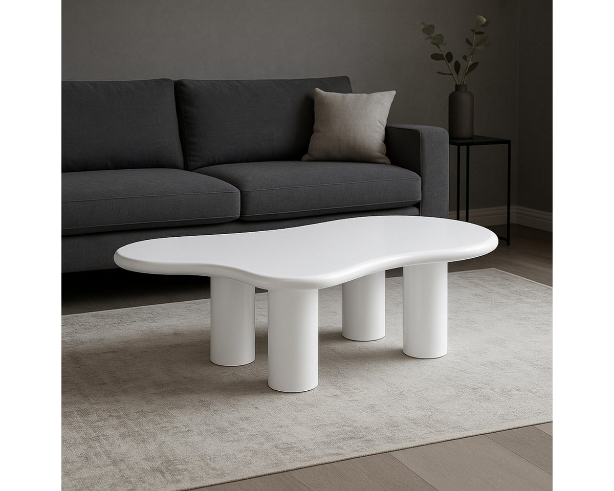 alesvelt Couchtisch Bobbio MDF weiß organisches Design 130cm (1-Tisch), 130x80x40cm von alesvelt