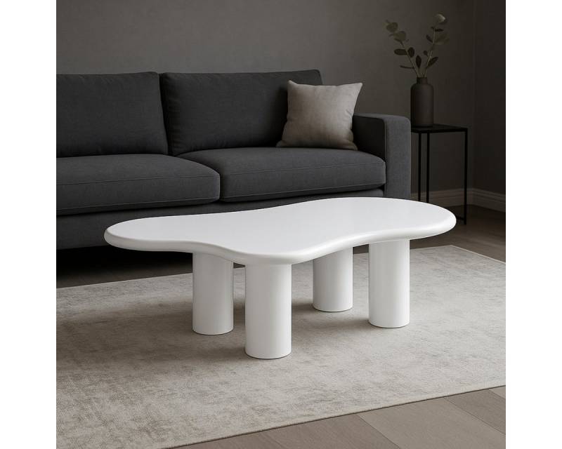 alesvelt Couchtisch Bobbio MDF weiß organisches Design 130cm (1-Tisch), 130x80x40cm von alesvelt