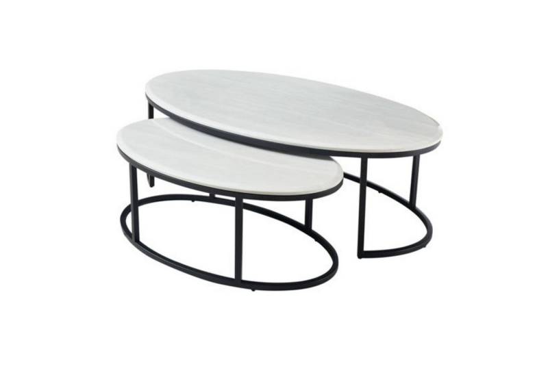 alesvelt Couchtisch Couchtisch 2er Set oval in Marmor-Optik– 130 x 70 x 42 cm von alesvelt